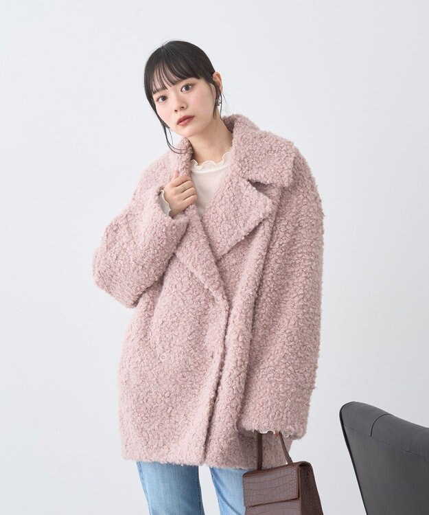 earth music&ecology ループファーコート Pink Beige
