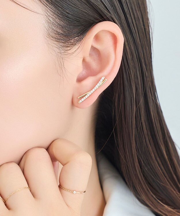 Phoebe 2wayクロッシングリュクスピアス&イヤリング(片耳) クリア