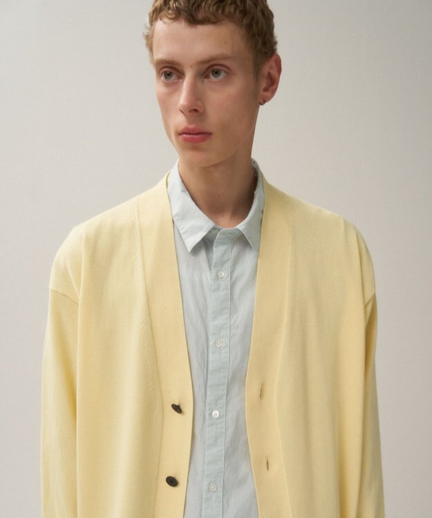 ATON COTTON WASHI KNIT | オーバーサイズニットカーディガン - UNISEX YELLOW