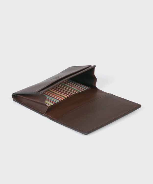 Paul Smith ベジタンストライプトリム 名刺入れ ダークブラウン