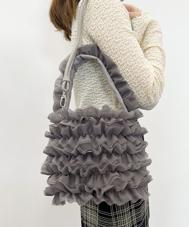 LA BAGAGERIE 【MONICA】チュールフリル2WAYバッグ グレー