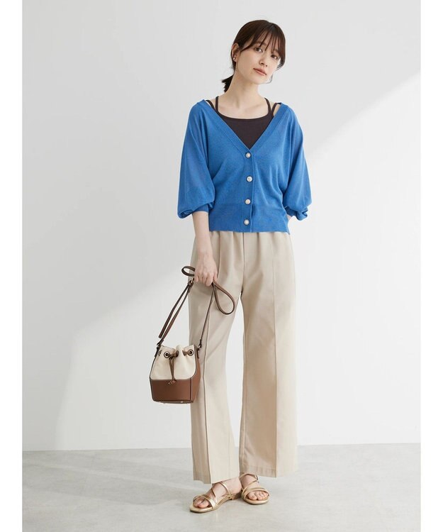 Green Parks 綿麻混イージーワイドパンツ Light Beige