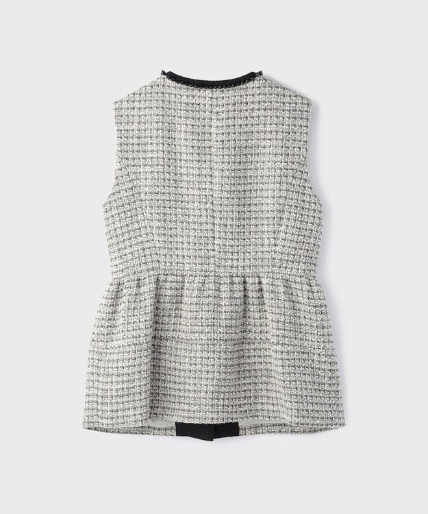 GRACE CONTINENTAL ツイードペプラムベスト ホワイト