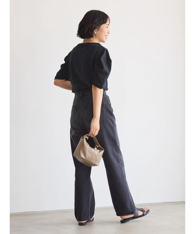 AMERICAN HOLIC 接触冷感タックスリーブ５分袖カットプルオーバー Black