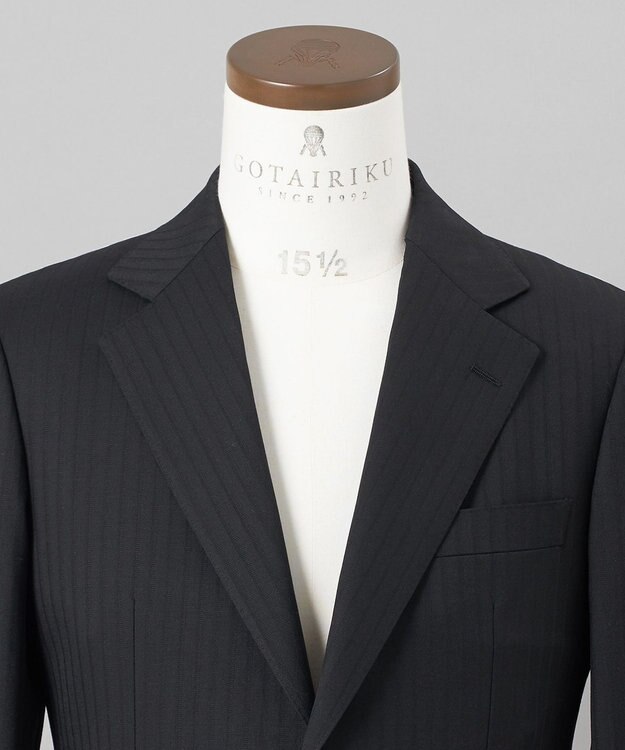 GOTAIRIKU 【御幸毛織】ドライスピナーツイルストレッチスーツ_ブラックストライプ ブラック系1