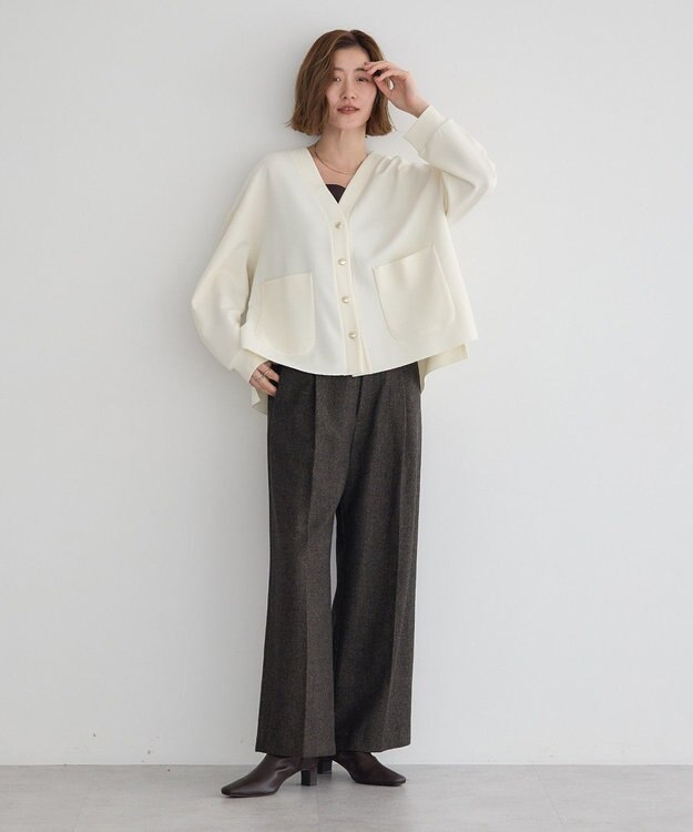 YECCA VECCA 金釦カットジョーゼットカーディガン Ivory