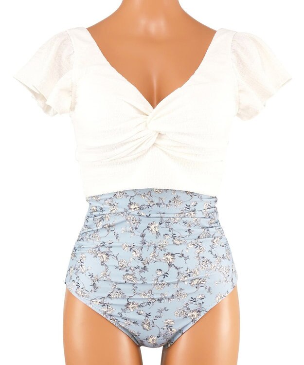 San-ai Resort（三愛水着楽園） 【San-ai Resort×PEACH JOHNコラボ】【ナイスバディ水着】フリルワイヤービキニ　9M・11L ホワイトブルー