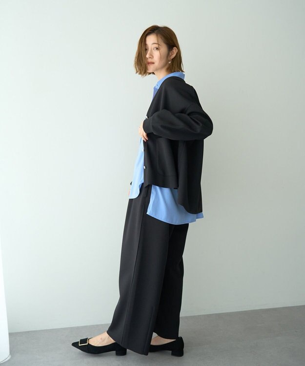 YECCA VECCA 金釦カットジョーゼットカーディガン Black