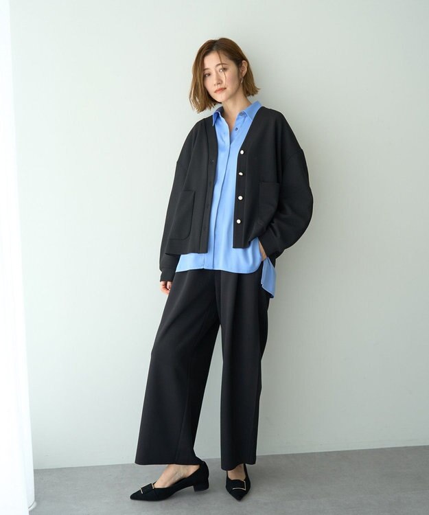 YECCA VECCA 金釦カットジョーゼットカーディガン Black