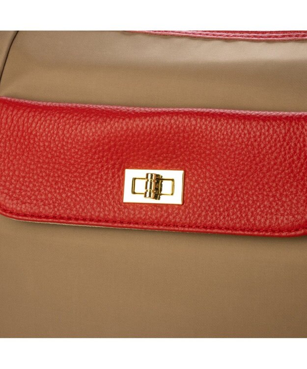 UNBILLION ペルケ perche / ナイロン牛革ヒネリかぶせ2wayトート ベージュ