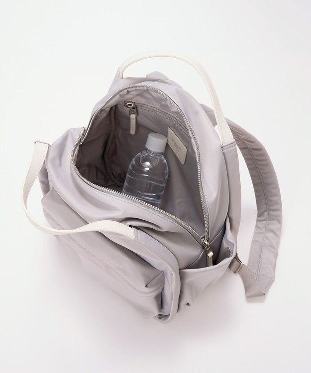 TOPKAPI 【Breath TOPKAPI】【撥水】ツヤ ナイロン レザーハンドル ミニ リュック ライトグレー