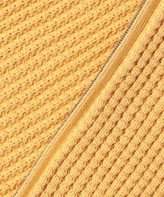 JOSEPH ABBOUD 【キングサイズ・3シーズン活躍する綿ブレンド】コットンアクリルバルキー ジップニット ブルゾン ライトオレンジ系