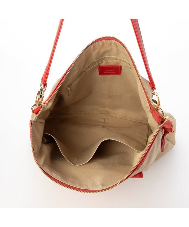 UNBILLION ペルケ perche / ナイロン牛革ヒネリかぶせ2wayトート ベージュ