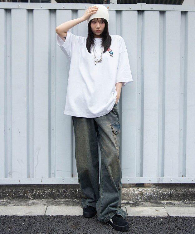 WEGO 【ユニセックス着用ITEM/SMLサイズ展開】別注BENDAVISワンポイントT（SS） ホワイト