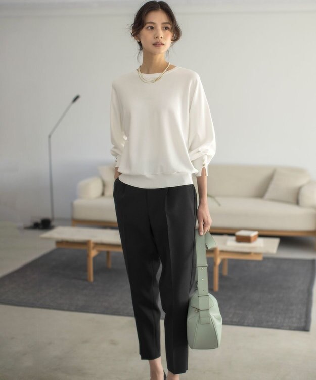 組曲 【ストレッチ・イージーケア】オシャクロス テーパードパンツ ブラック系