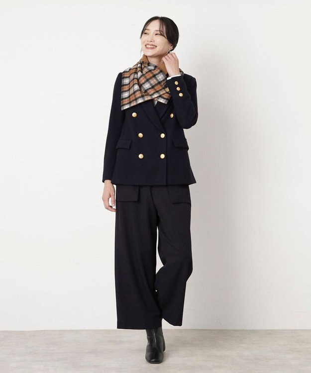 MOONBAT WEB限定【洗える】ミエル (miel) カシミヤ100％ チェックボタン付きマフラー ベージュ