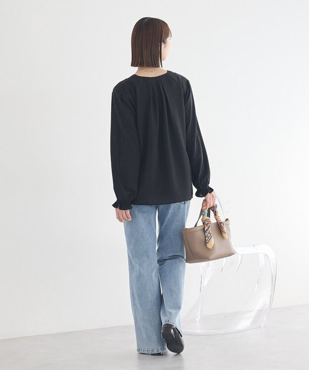 earth music&ecology フロントツイストブラウス Black