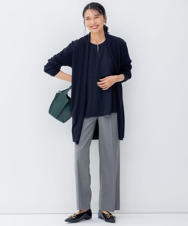 23区 【洗える】サステナブルウール ショールカラー カーディガン ネイビー系