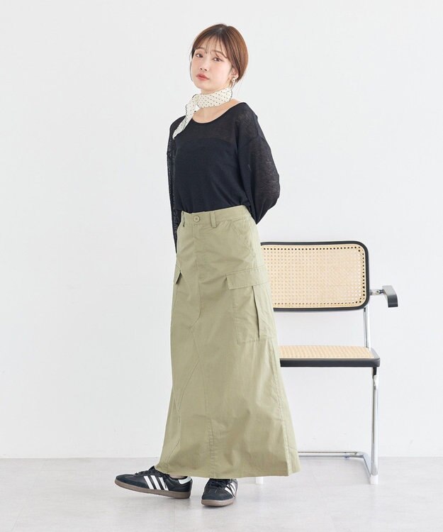 earth music&ecology シアーワッフルプルオーバー Black