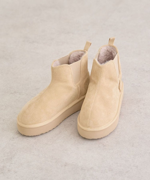 Green Parks ＲＵＰＩＳ．サイドゴア厚底ムートンブーツ Beige