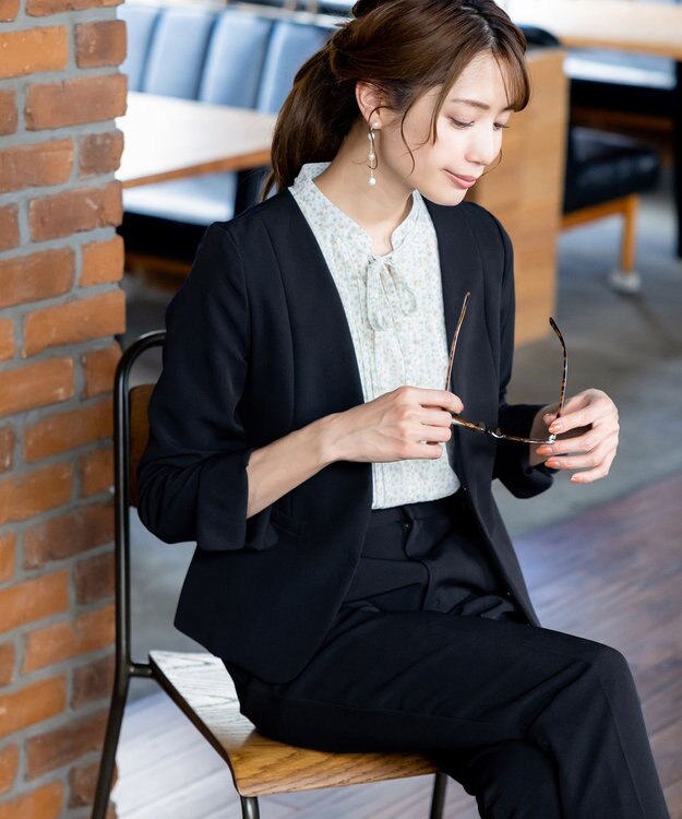 Tiaclasse L 【ダブルクロス・洗える】カラーレスジャケット ブラック