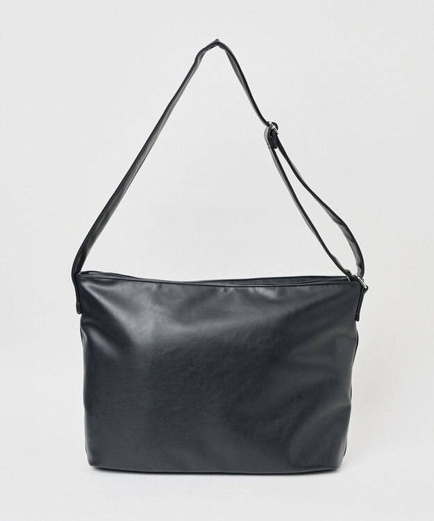 WEGO 【ユニセックス着用ITEM】レザータッチBIGショルダー ブラック