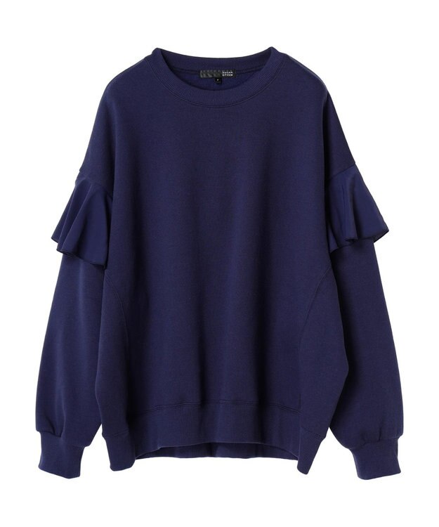 Green Parks ・ＳＵＧＡＲ　ＳＰＯＯＮ　ラッフルショルダースウェット Navy