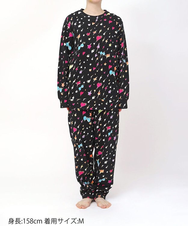 tsumori chisato SLEEP ツモリチサト パジャマ 綿100%(本体) あったか 長袖 長ズボン レディース UDW401 /ワコール ブラック