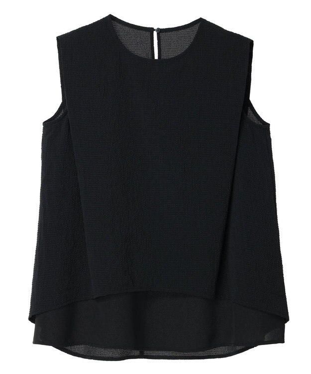 Green Parks 異素材レイヤードノースリーブブラウス Black