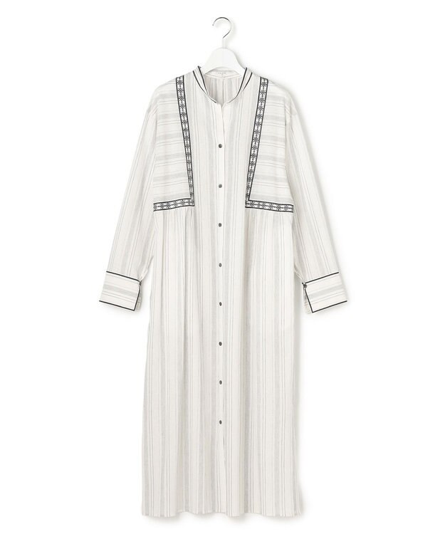 23区 L 【SLOW/一部店舗限定】ストライプエンブロイダリー ワンピース ホワイト系1