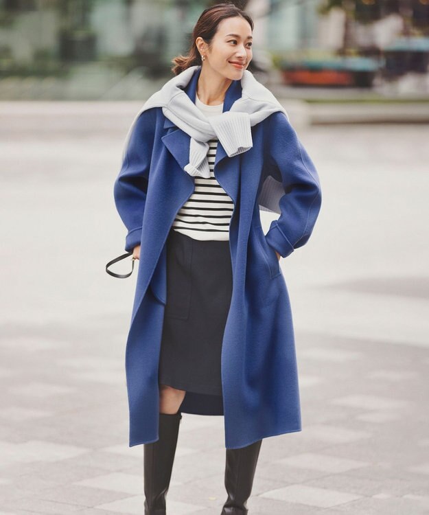 23区 L 【好評につき新色追加/CLASSY.1月号掲載】ウールカシミヤブレンド スタンドネック ニット サックスブルー系