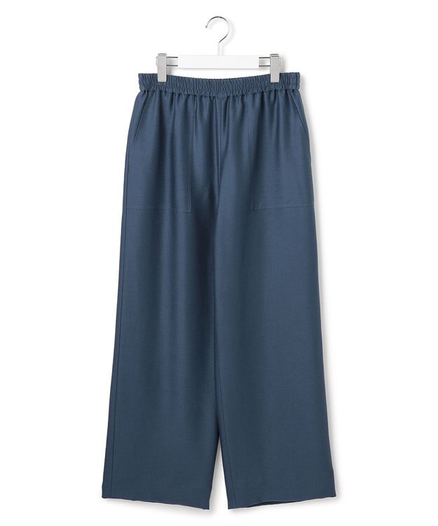 ICB 【洗える】ウールワッシャーツイル ワイドストレートパンツ ブルーグレー系