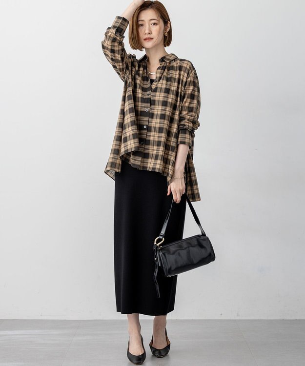 23区 S 【洗える/吊り干しOK】ヴィスコースストレッチ タイトスカート ブラック系