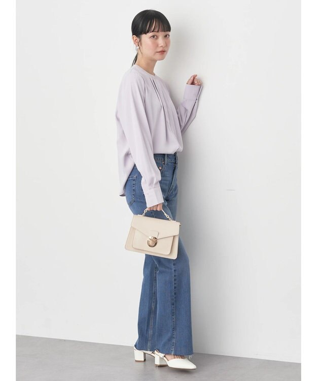 earth music&ecology ノーカラーフロントタックブラウス Light Pink