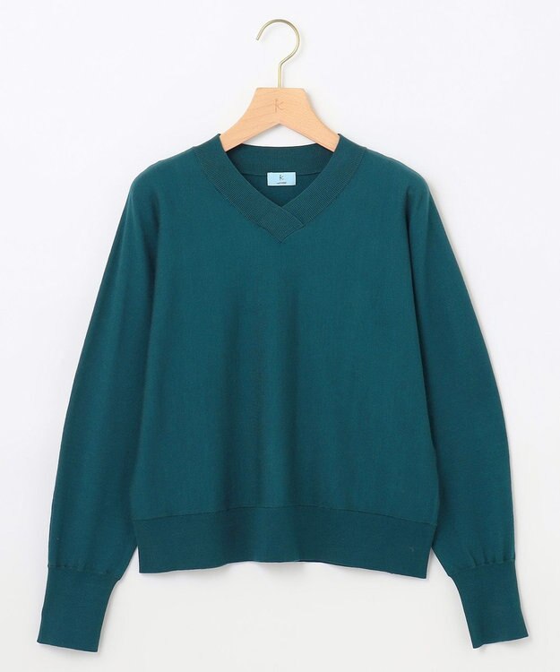 組曲 S 【WEB限定】Vネックドルマンスリーブ ニット ダークグリーン系
