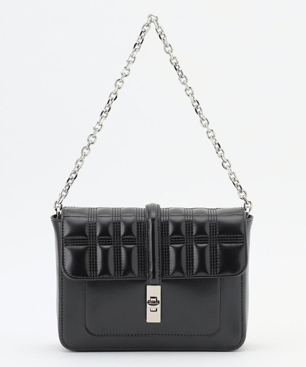 ICB フラップミニショルダーバッグ キルティングブラック系