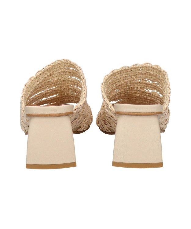 INTER-CHAUSSURES 【ANGEL ALARCON】チャンキーヒールラフィアサンダル アイボリー雑材