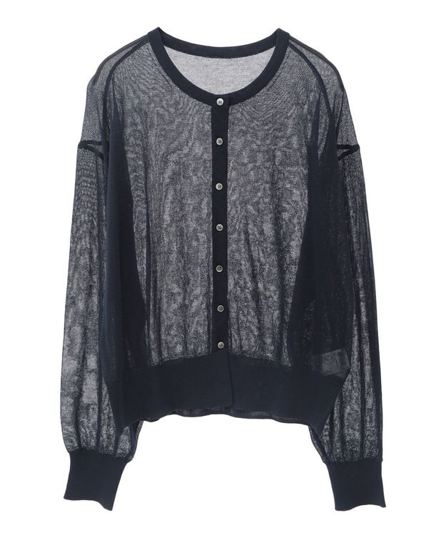 earth music&ecology 【予約】接触冷感シアークルーニットカーディガン ネイビー