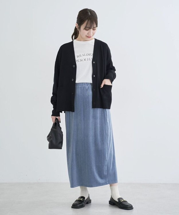 Green Parks 洗える　Ｖネックカーディガン Black