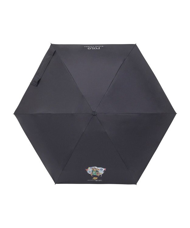 MOONBAT 【遮光率100％/UV100％/遮熱】POLO RALPH LAUREN(ポロ ラルフローレン)BEAR ポロベア ポーチ入り 無地 5段折りたたみ傘 晴雨兼用日傘 ネイビーブルー