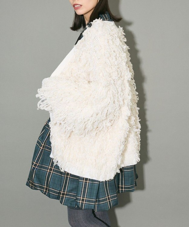 Green Parks フリンジニットカーディガン Off White
