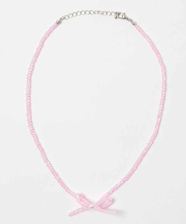 WEGO Lカラービーズリボンネックレス ライトピンク