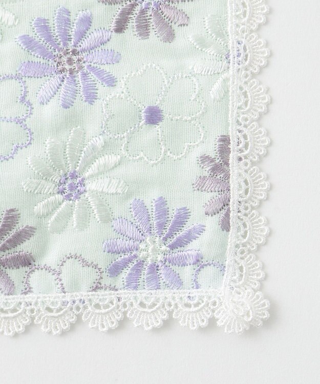 TOCCA EMBROIDERY FLOWER GAUZE  ガーゼハンカチ スカイブルー系