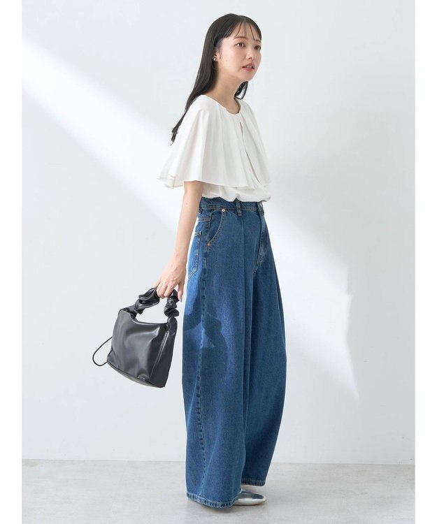 earth music&ecology ケープカラーブラウス Off White