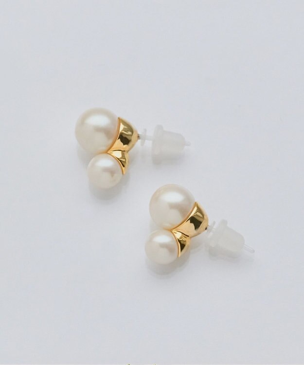 Phoebe 【金属アレルギー対応】ツインパールセラミックピアス ゴールド