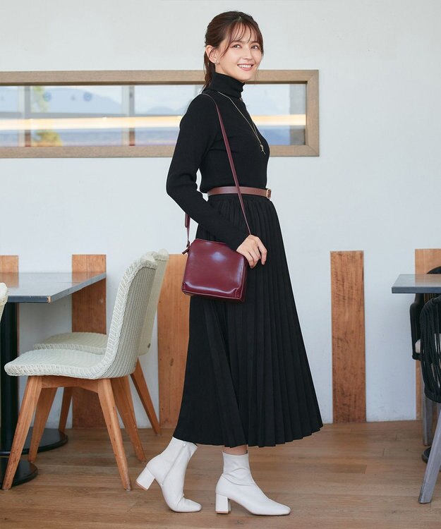 Tiaclasse 【新色追加】スエードポンチプリーツスカート ブラック