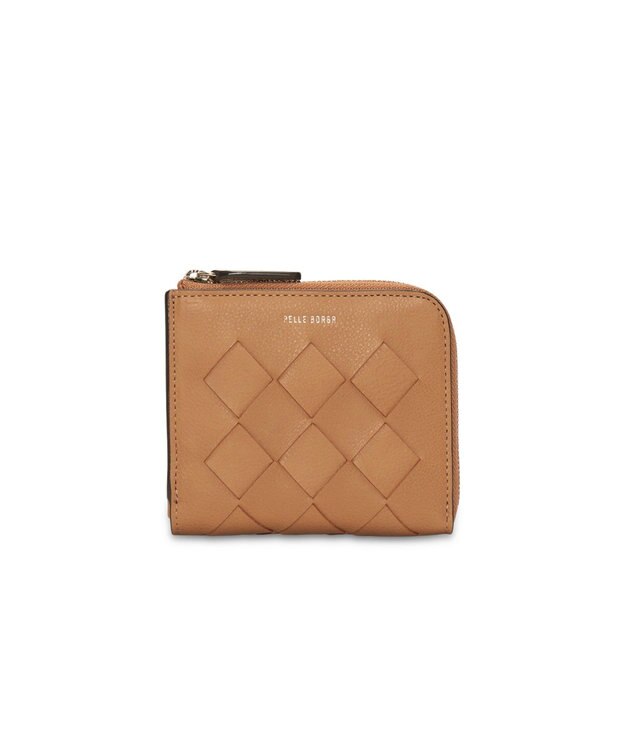 PELLE BORSA メッシュL字ファスナーミニ財布 Chrono Weave クロノウィーブ 5842 キャメル