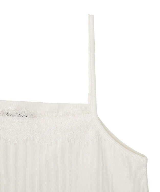 Green Parks ヒゲレーススクエアキャミソール Off White