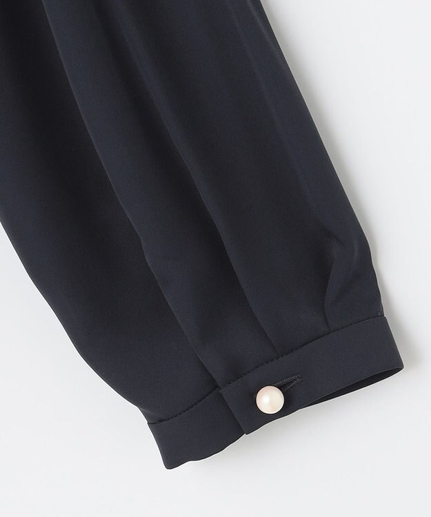 23区 L 【洗える】シルキーデシン パールモチーフ カットソー ネイビー系