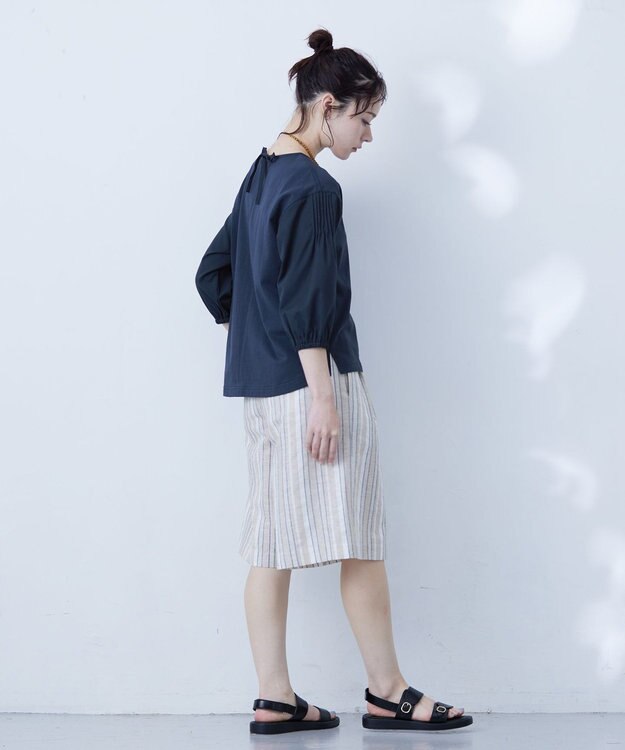 J.PRESS YORK STREET 【WOMEN】ファブリックスリーブ　プルオーバー ネイビー系